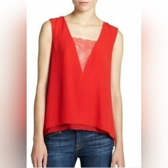 BCBGMAXAZRIA Lace Insert Sleeveless Top Black Size XS - Picture 11 of 11